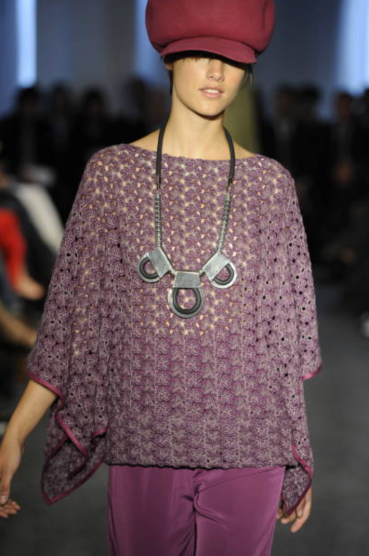 PIERRE CARDIN-2011 Silver Metal & Black Rubber Statement Necklace