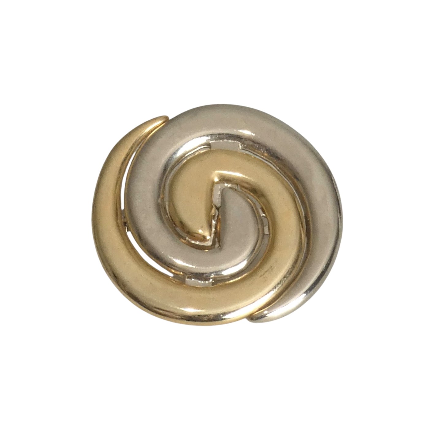 PIERRE CARDIN-2000 Gold & Silver Metal Spiral Brooch