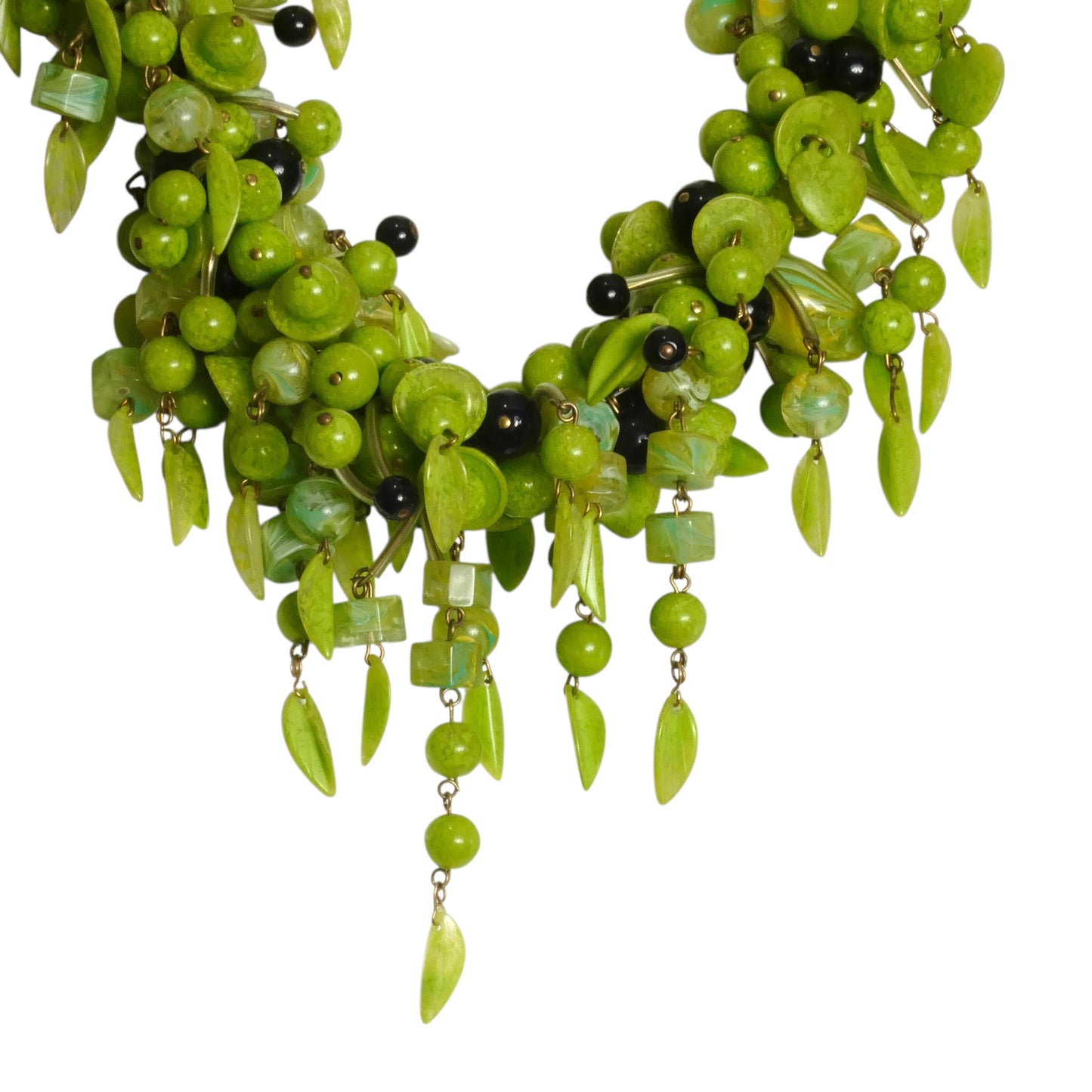 PIERRE CARDIN-Green Glass Bead Necklace