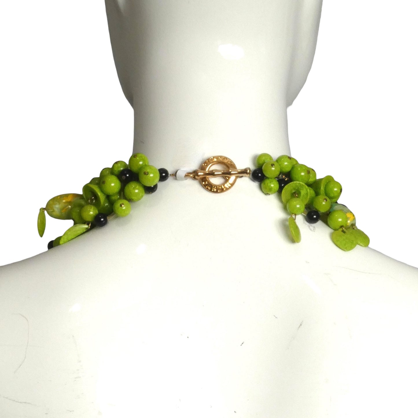PIERRE CARDIN-Green Glass Bead Necklace