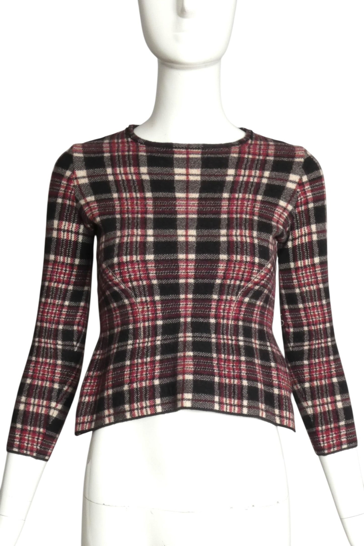 ALEXANDER MCQUEEN- Wool Plaid Sweater Top, Size 4