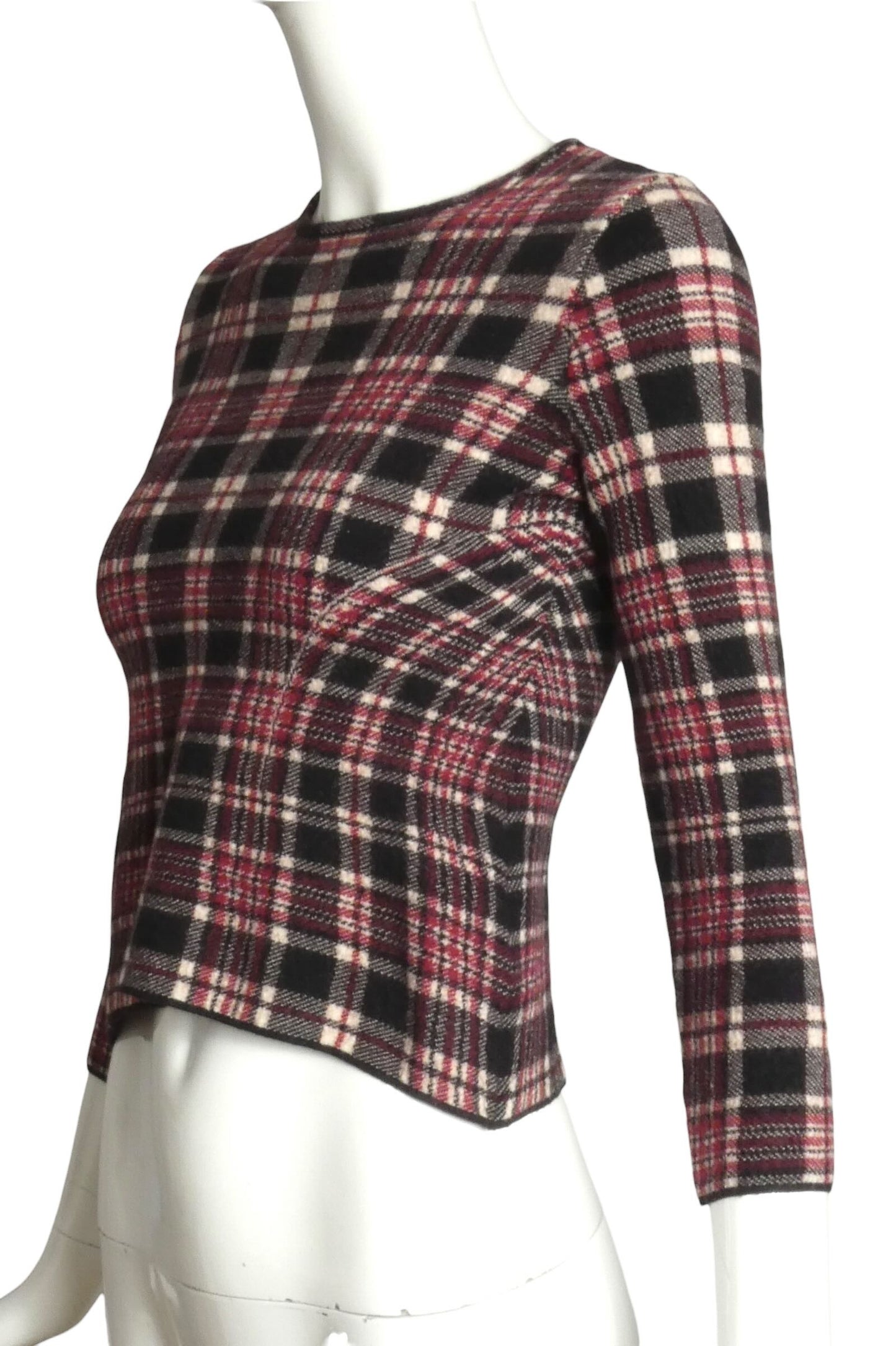 ALEXANDER MCQUEEN- Wool Plaid Sweater Top, Size 4