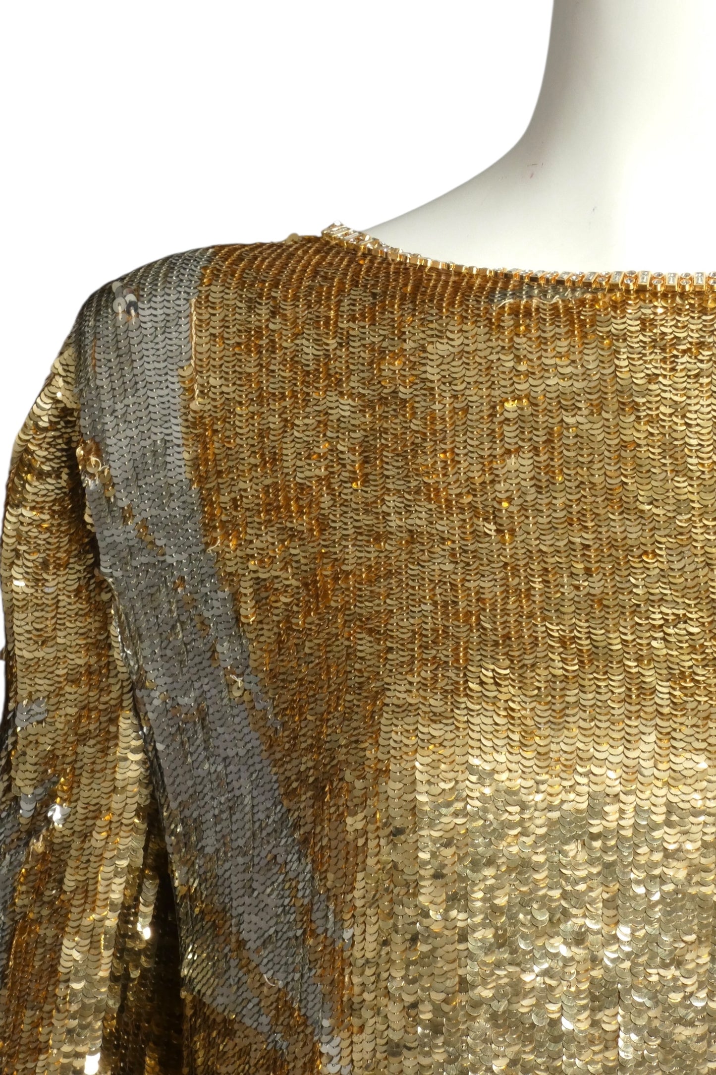 PIERRE CARDIN HAUTE COUTURE-1991 Gold & Silver Sequin Cocktail Dress, Size 4