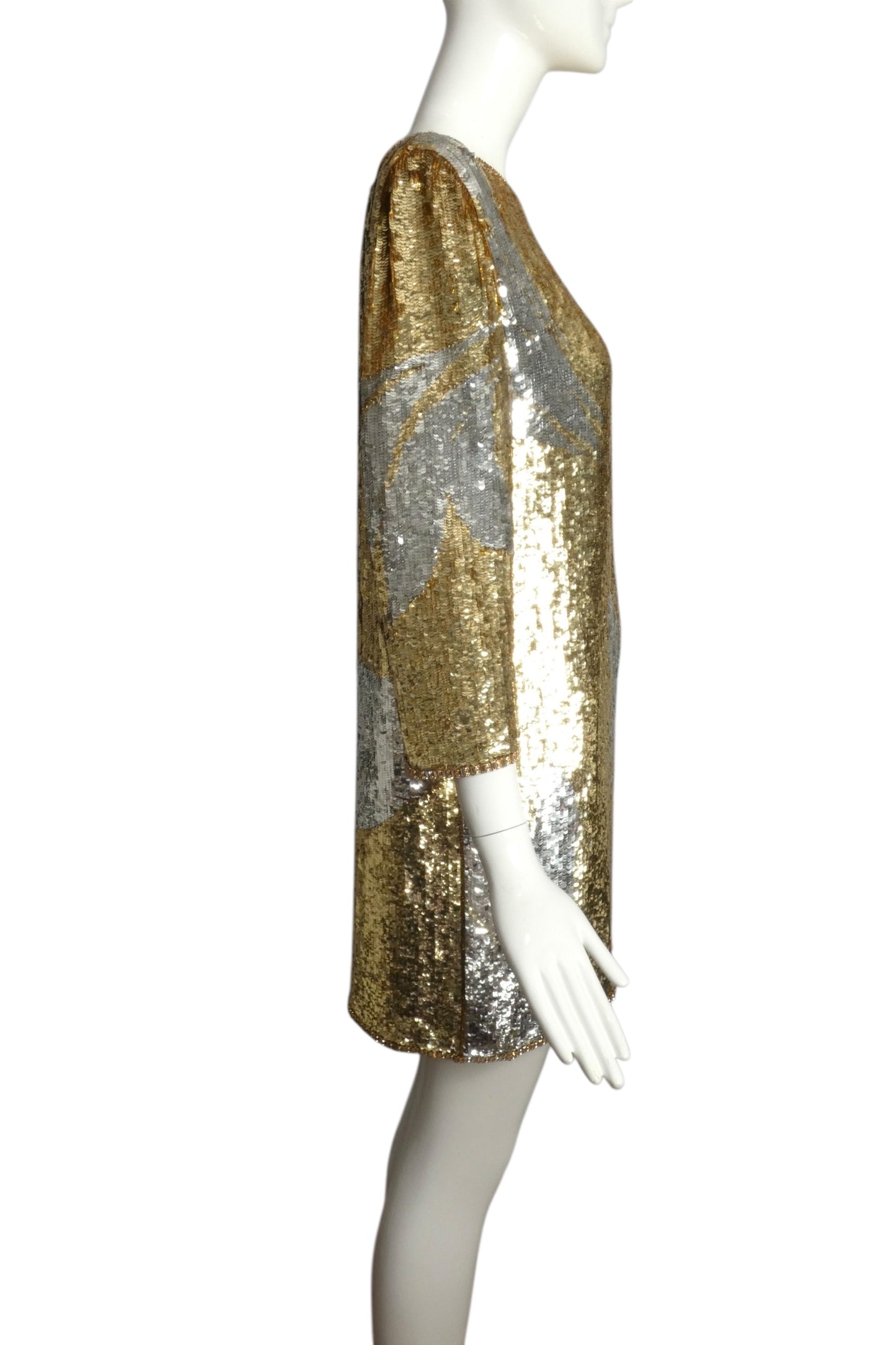 PIERRE CARDIN HAUTE COUTURE-1991 Gold & Silver Sequin Cocktail Dress, Size 4