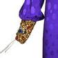 OSCAR DE LA RENTA- 1980s Purple Jeweled Jacquard Gown, Size 8