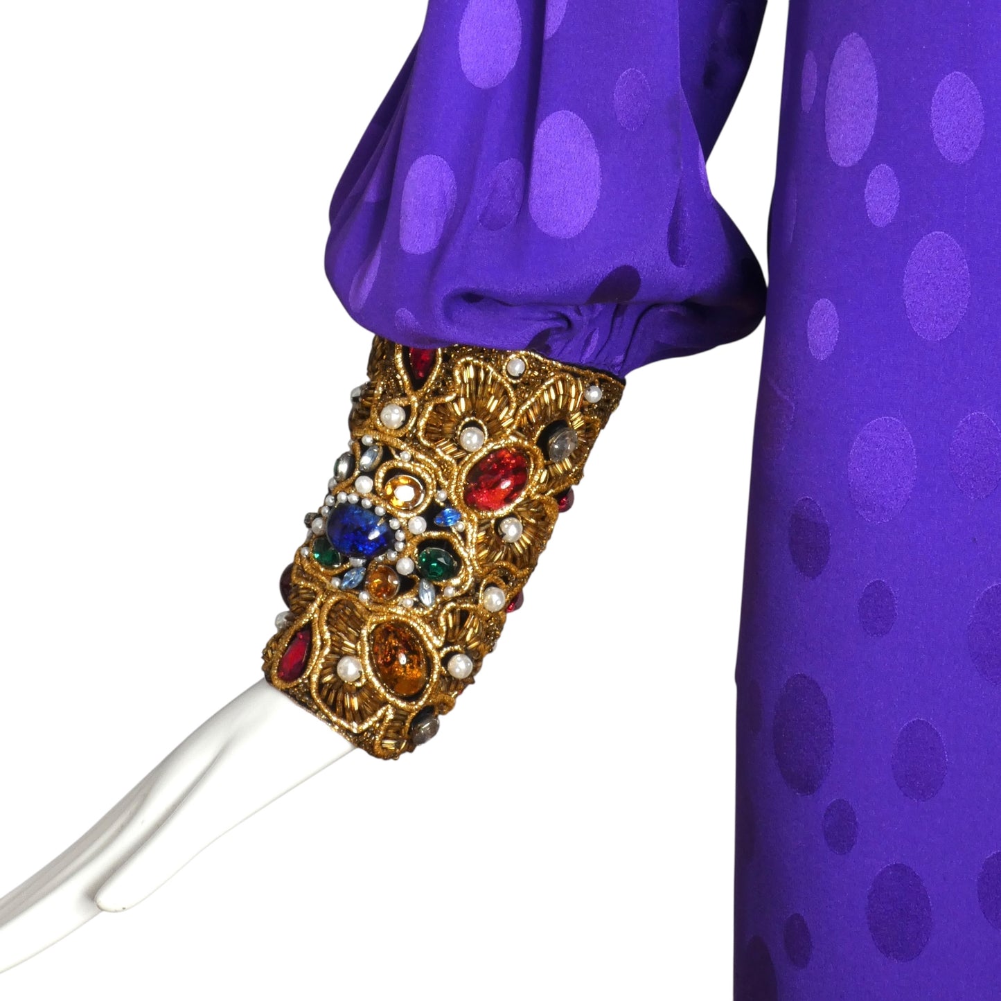 OSCAR DE LA RENTA- 1980s Purple Jeweled Jacquard Gown, Size 8