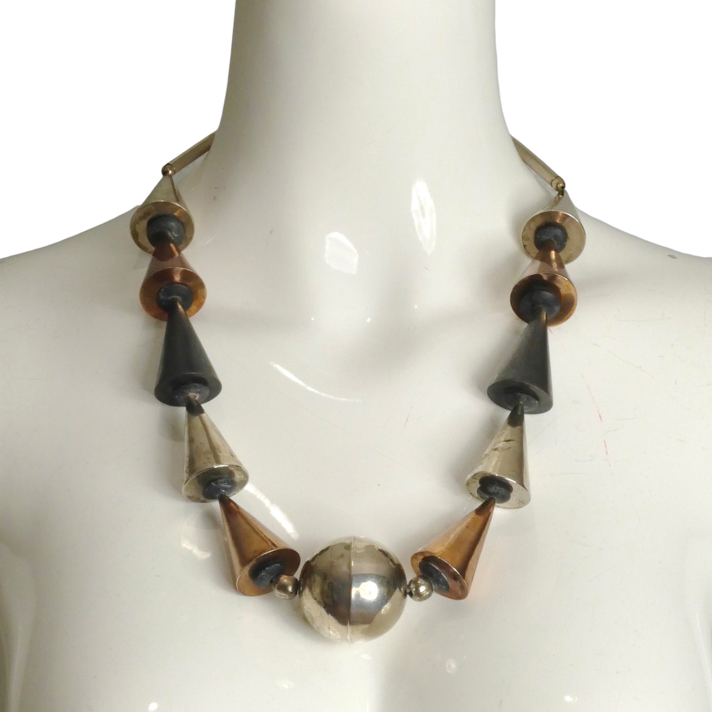 PIERRE CARDIN-Multi Color Brass Cone Necklace