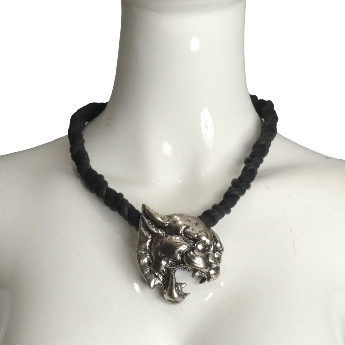 PIERRE CARDIN-1994 Metal Lions Head & Rubber Choker