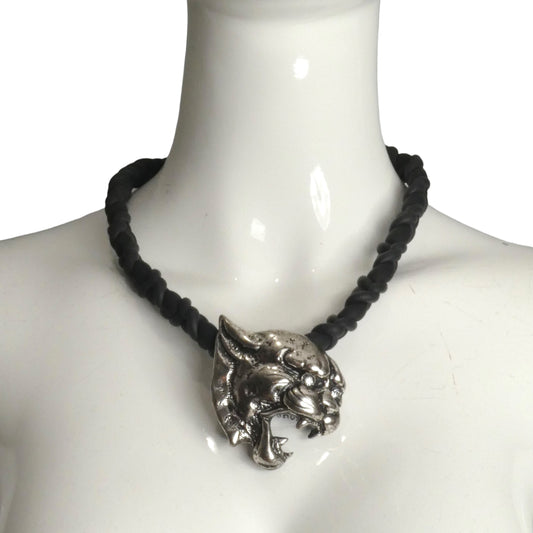 PIERRE CARDIN-1994 Metal Lions Head & Rubber Choker
