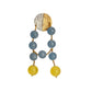 PIERRE CARDIN HERITAGE - 1995 Blue, Yellow & Gold Frosted Bead Single Earring