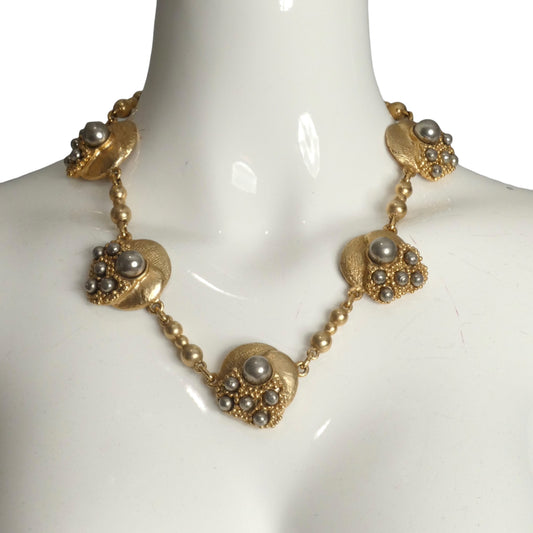 PIERRE CARDIN-2000 Gold & Silver Metal Medallion Necklace