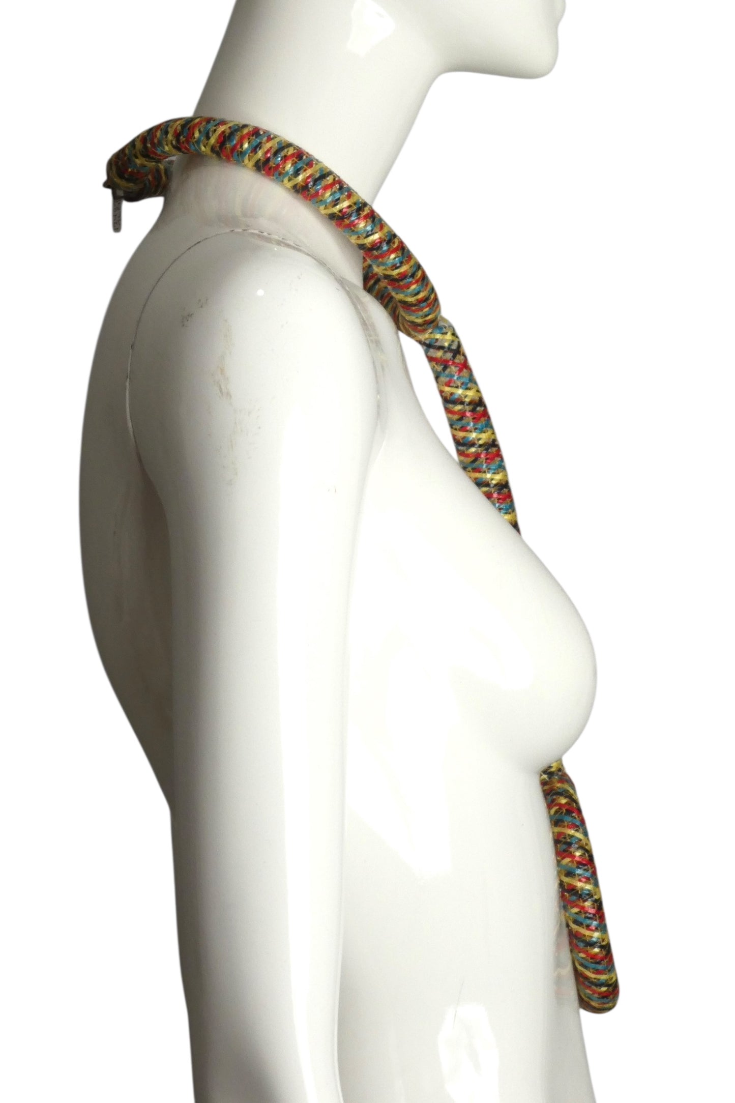 PIERRE CARDIN-1998 Multi Color Tube Raffia Necklace