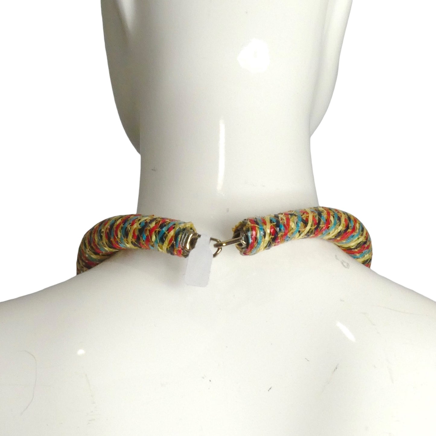 PIERRE CARDIN-1998 Multi Color Tube Raffia Necklace