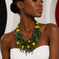 PIERRE CARDIN - 1995 Multi Color Ceramic Bead Necklace