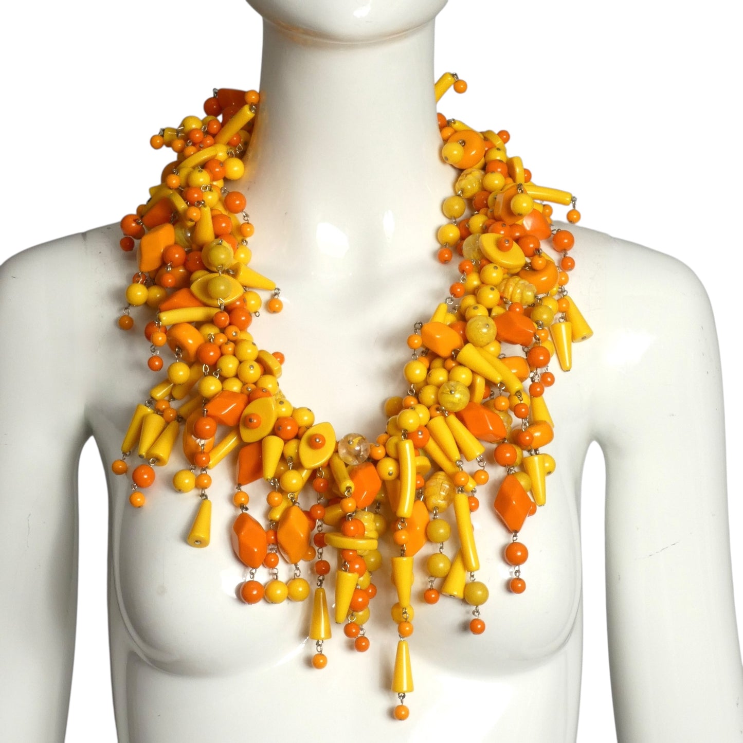 PIERRE CARDIN-Yellow & Orange Glass Bead Necklace