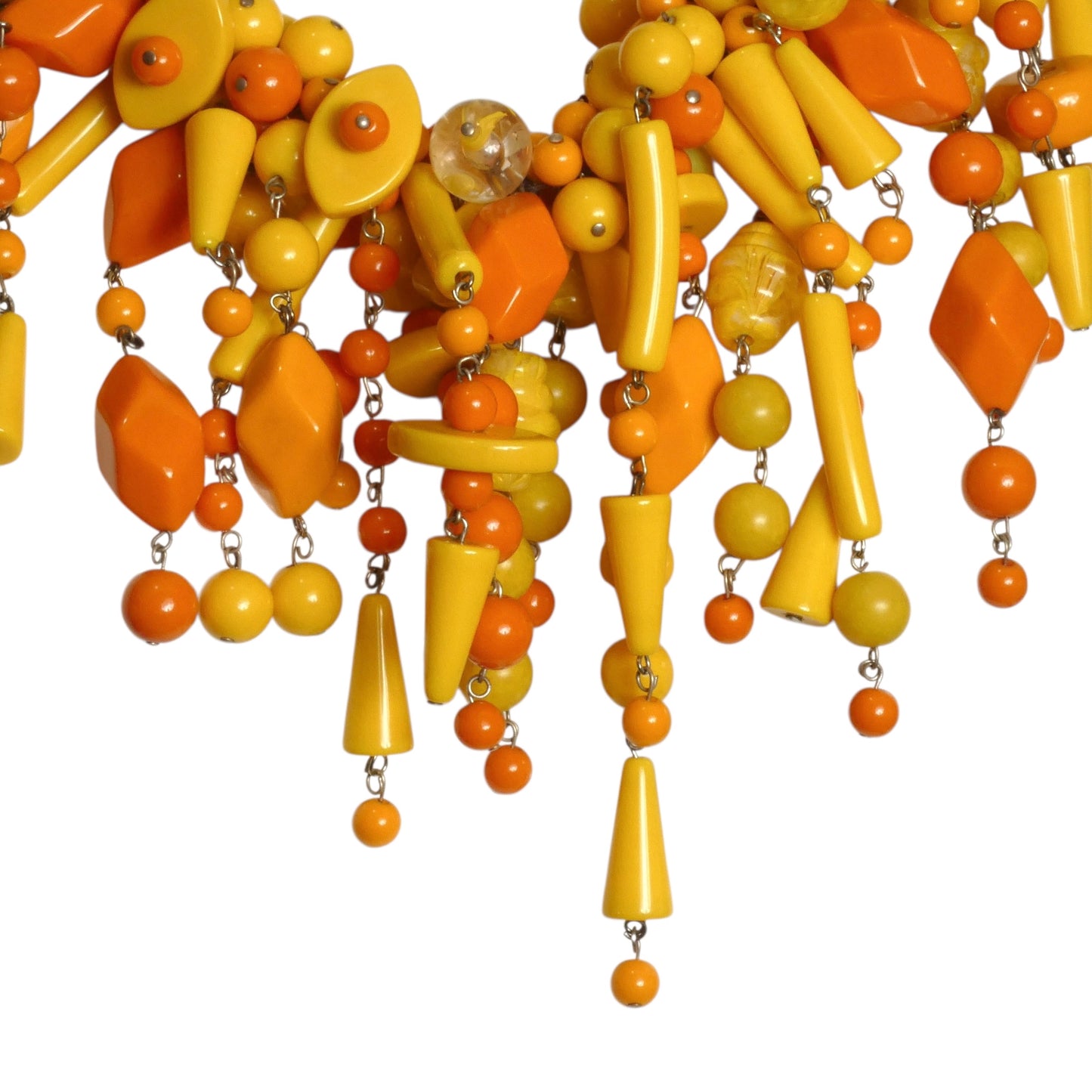 PIERRE CARDIN-Yellow & Orange Glass Bead Necklace
