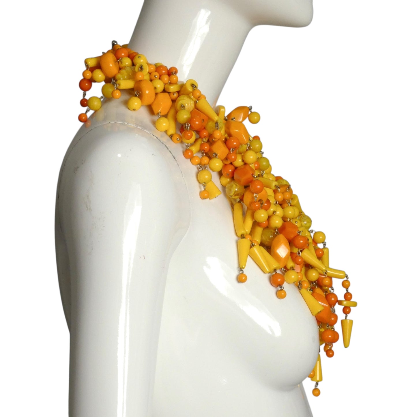 PIERRE CARDIN-Yellow & Orange Glass Bead Necklace