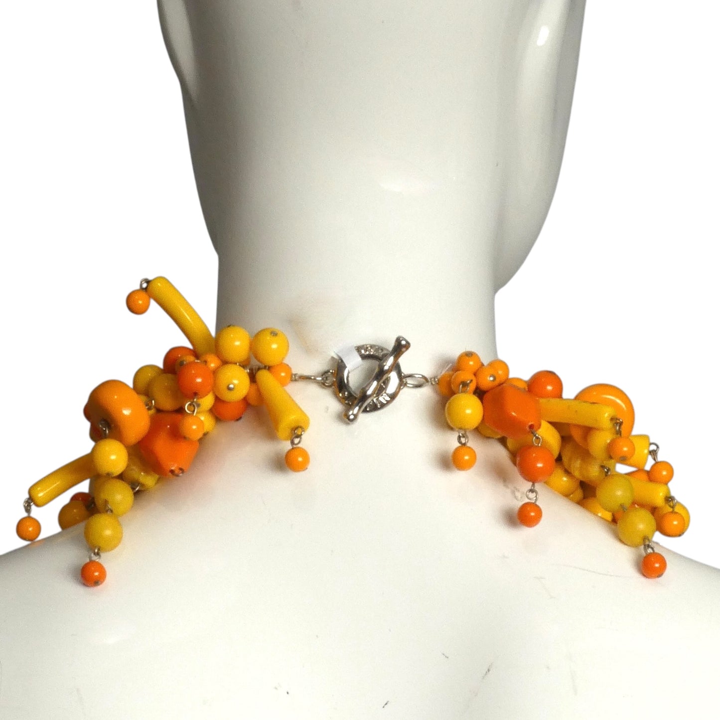 PIERRE CARDIN-Yellow & Orange Glass Bead Necklace