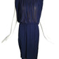 HALSTON- 1970s Blue Silk Jersey Pleat Dress, Size 8