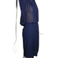 HALSTON- 1970s Blue Silk Jersey Pleat Dress, Size 8