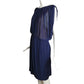 HALSTON- 1970s Blue Silk Jersey Pleat Dress, Size 8