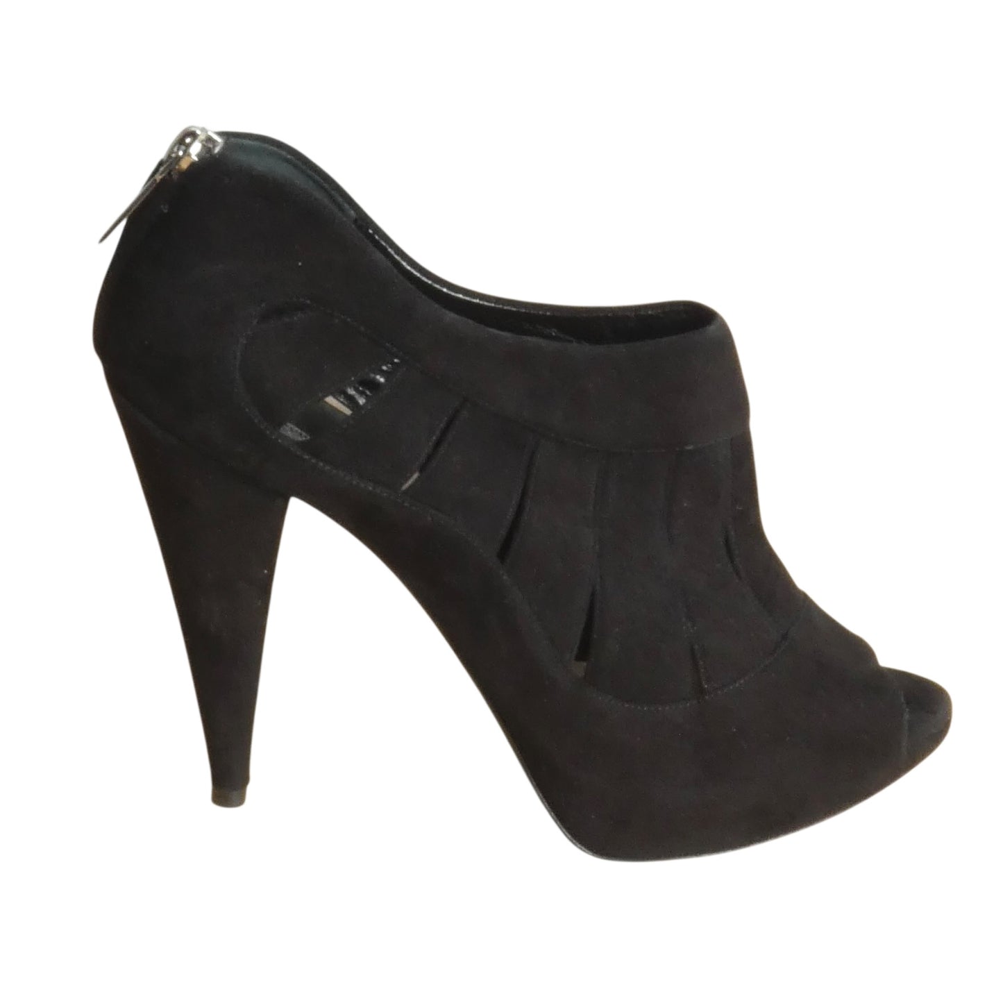 2000s Suede Laser Cut Booties, Size-38.5