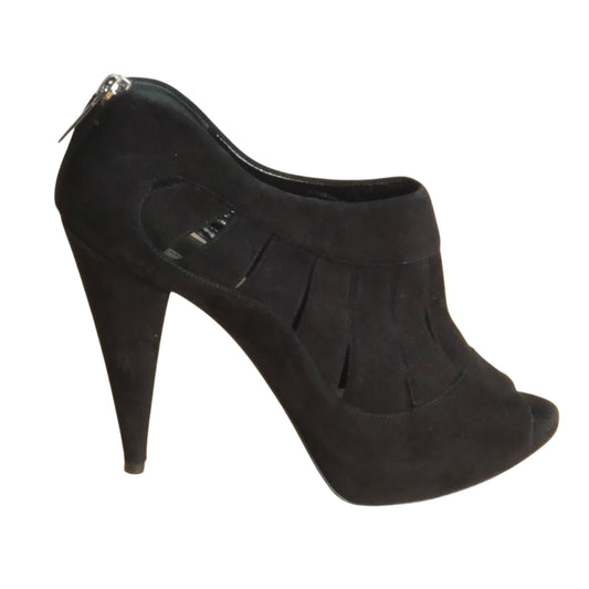 2000s Suede Laser Cut Booties, Size-38.5