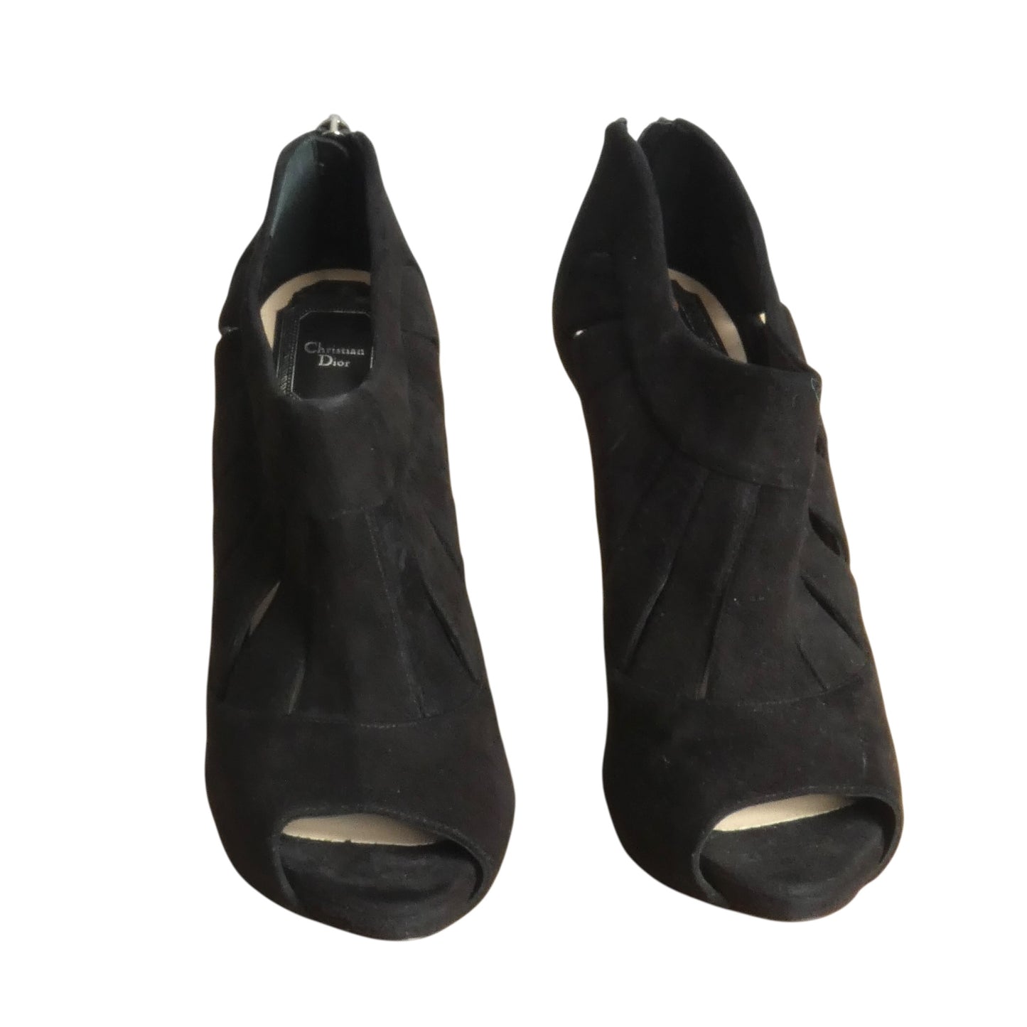 2000s Suede Laser Cut Booties, Size-38.5