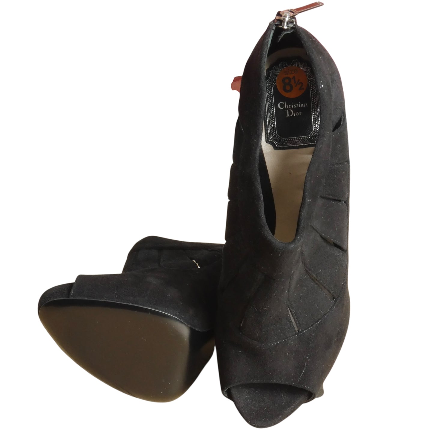 2000s Suede Laser Cut Booties, Size-38.5
