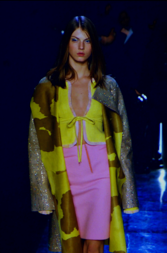 FENDI- 1999 Reversible Calfskin Rhinestone Coat, Size 10