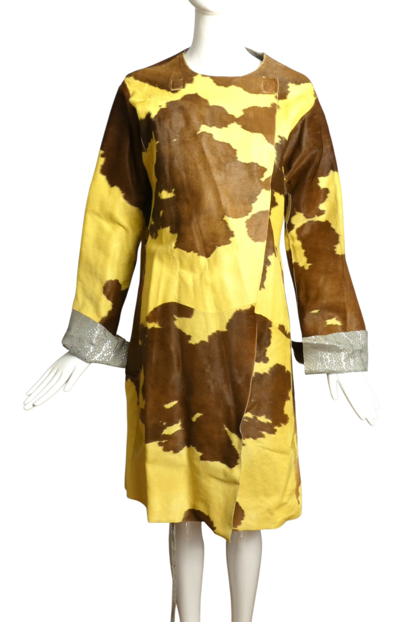 FENDI- 1999 Reversible Calfskin Rhinestone Coat, Size 10