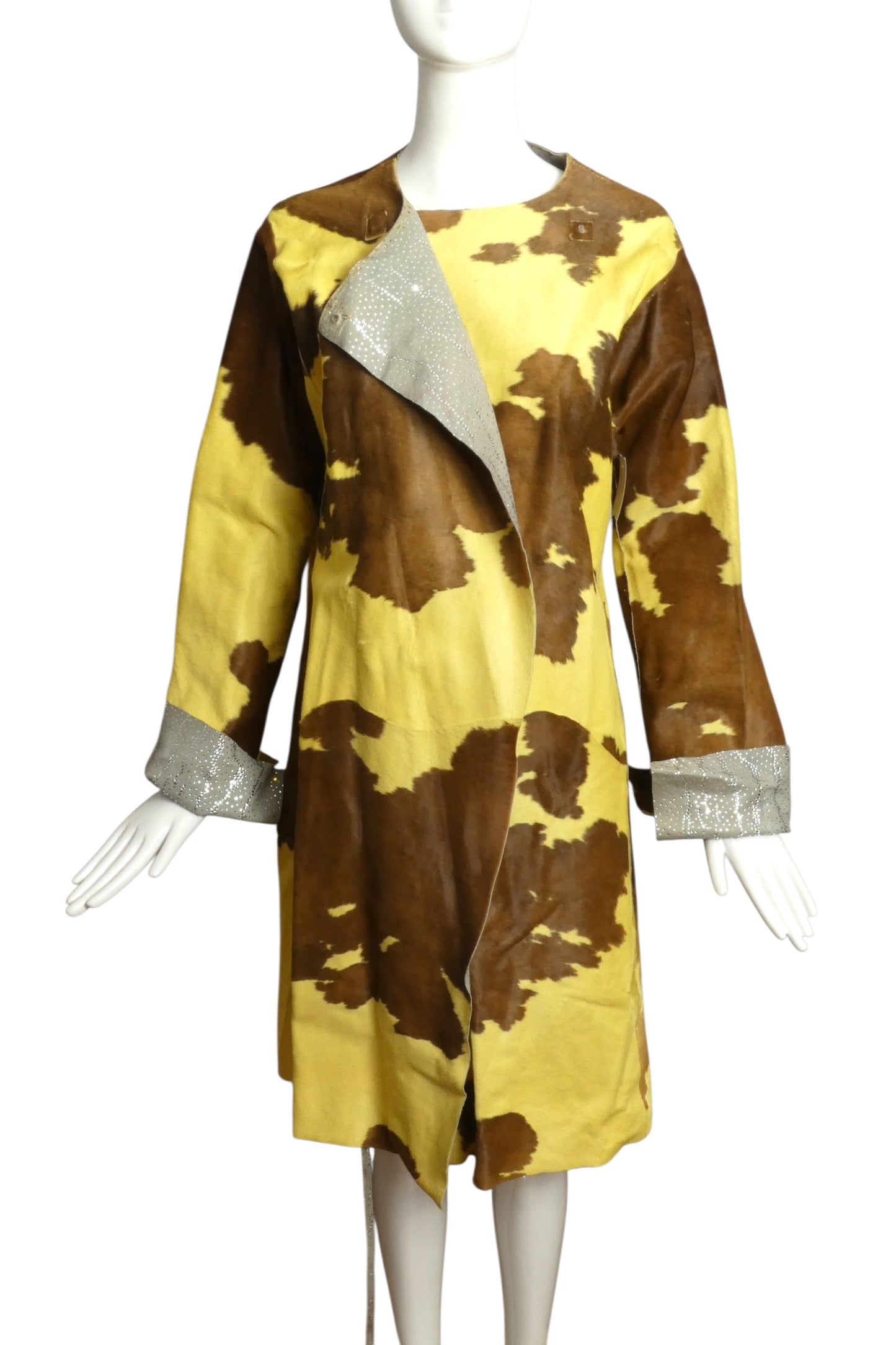 FENDI- 1999 Reversible Calfskin Rhinestone Coat, Size 10