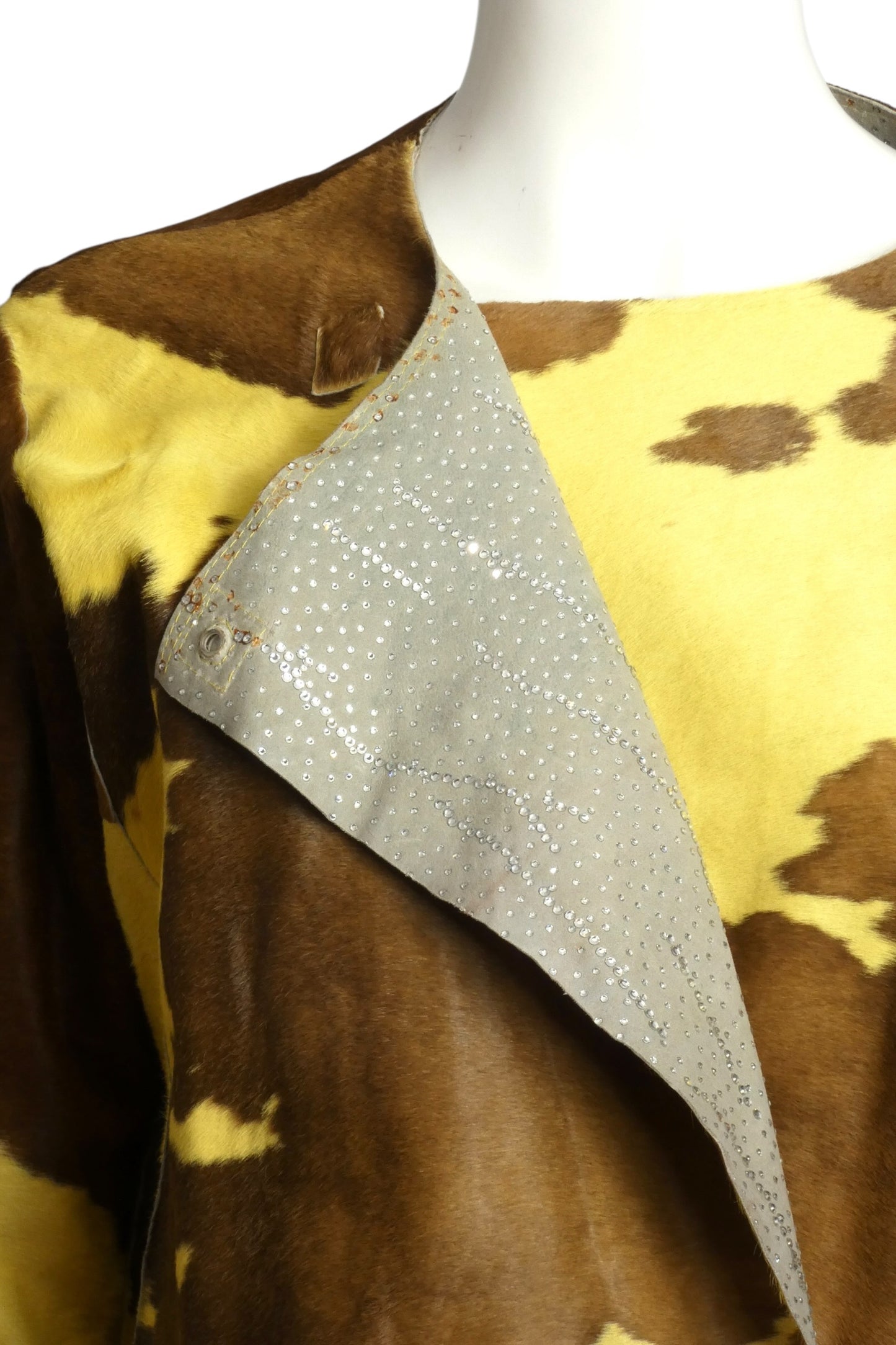FENDI- 1999 Reversible Calfskin Rhinestone Coat, Size 10