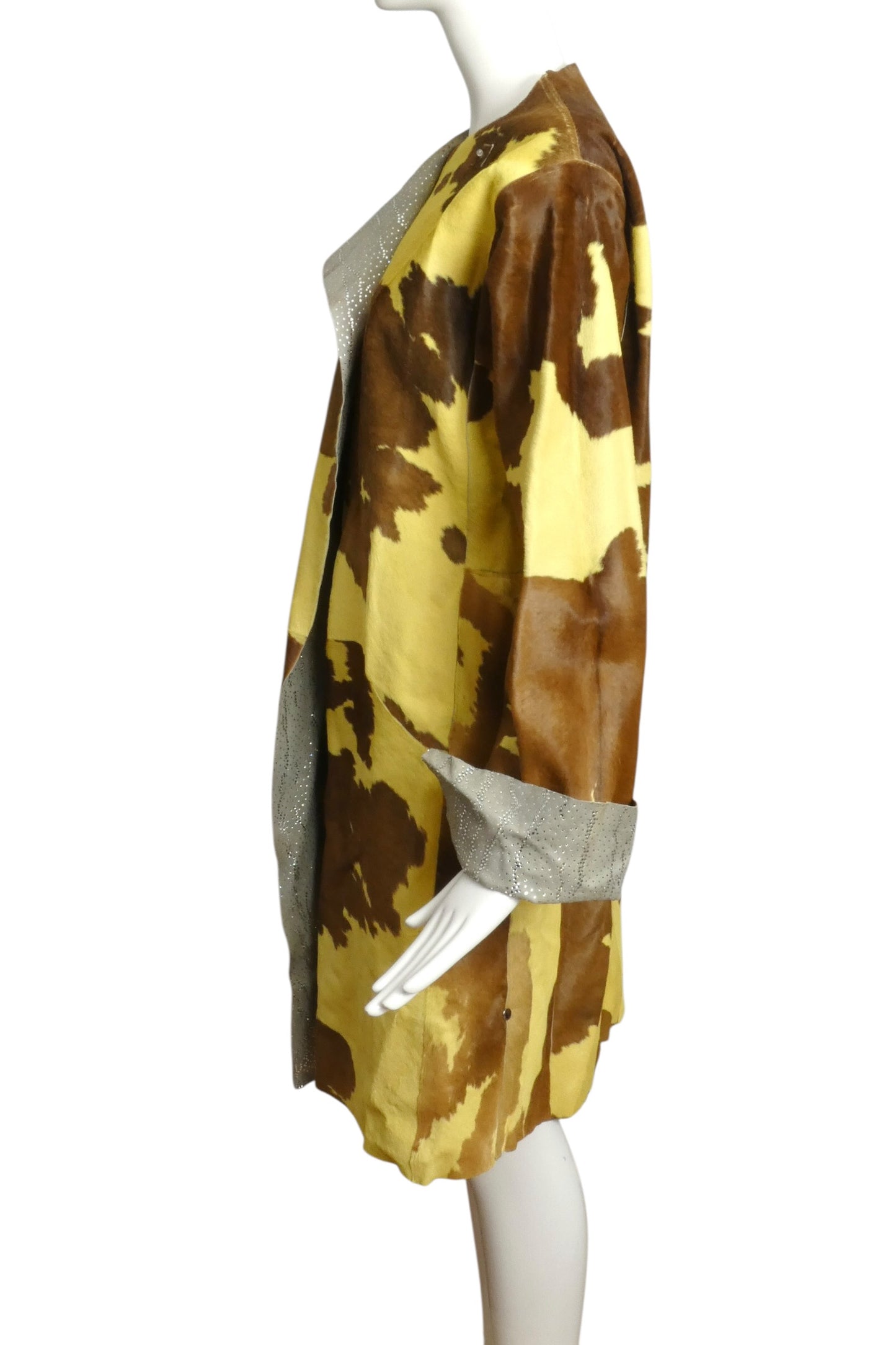 FENDI- 1999 Reversible Calfskin Rhinestone Coat, Size 10