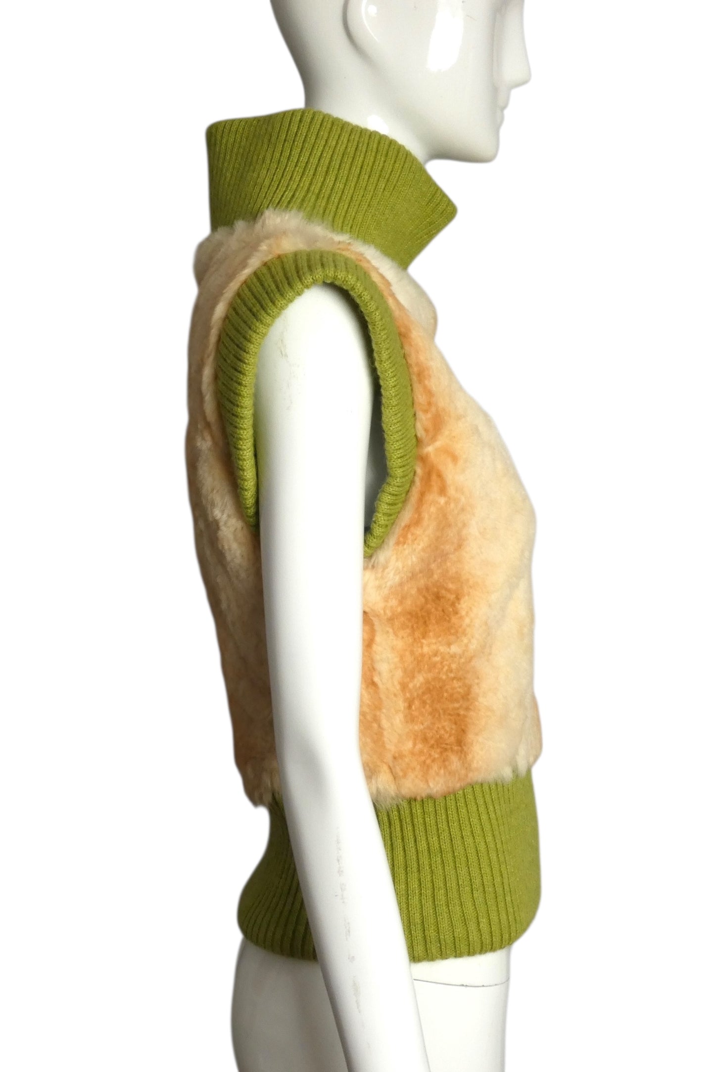 1990s Knit & Fur Turtleneck Vest, Size 6