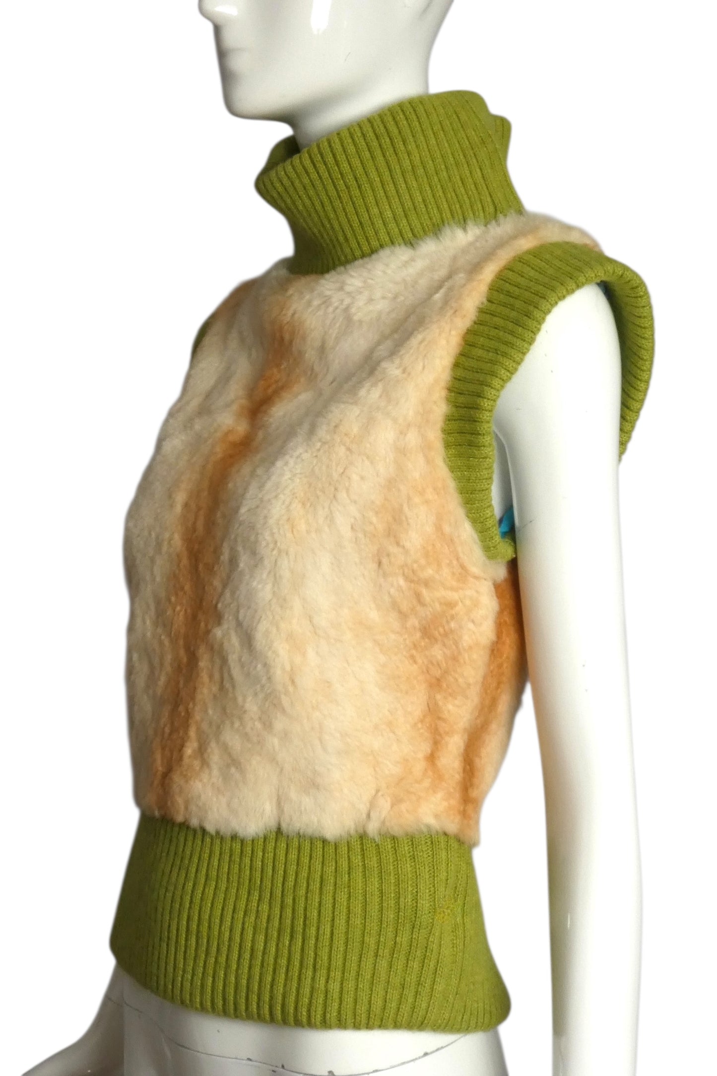 1990s Knit & Fur Turtleneck Vest, Size 6
