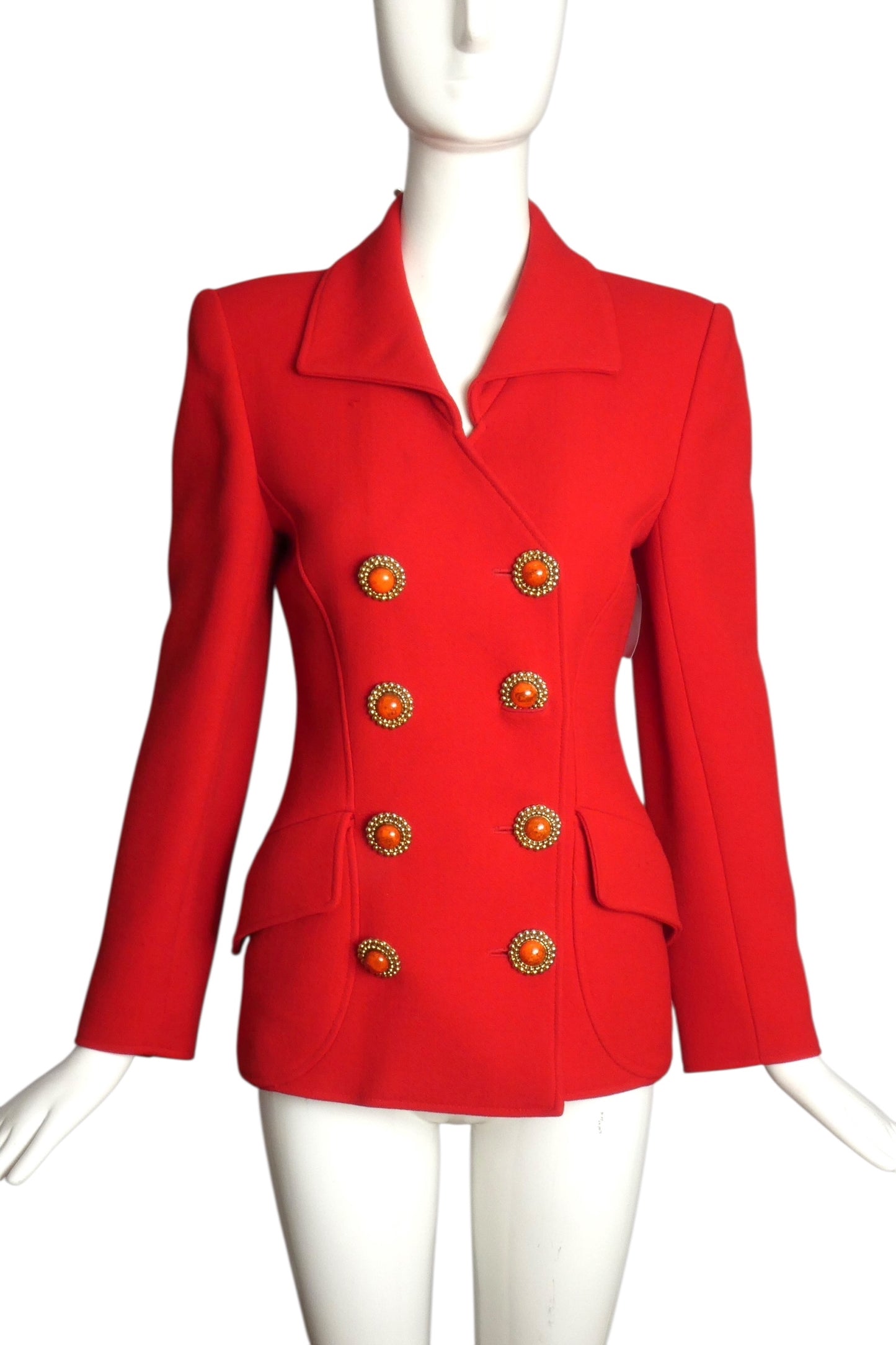 VALENTINO- 1980s Red Knit Blazer, Size 4