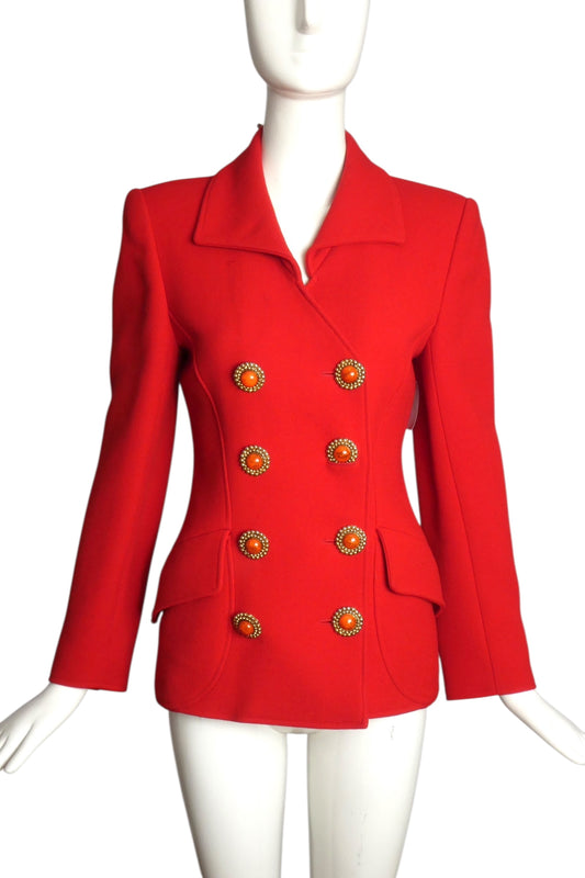 VALENTINO- 1980s Red Knit Blazer, Size 4
