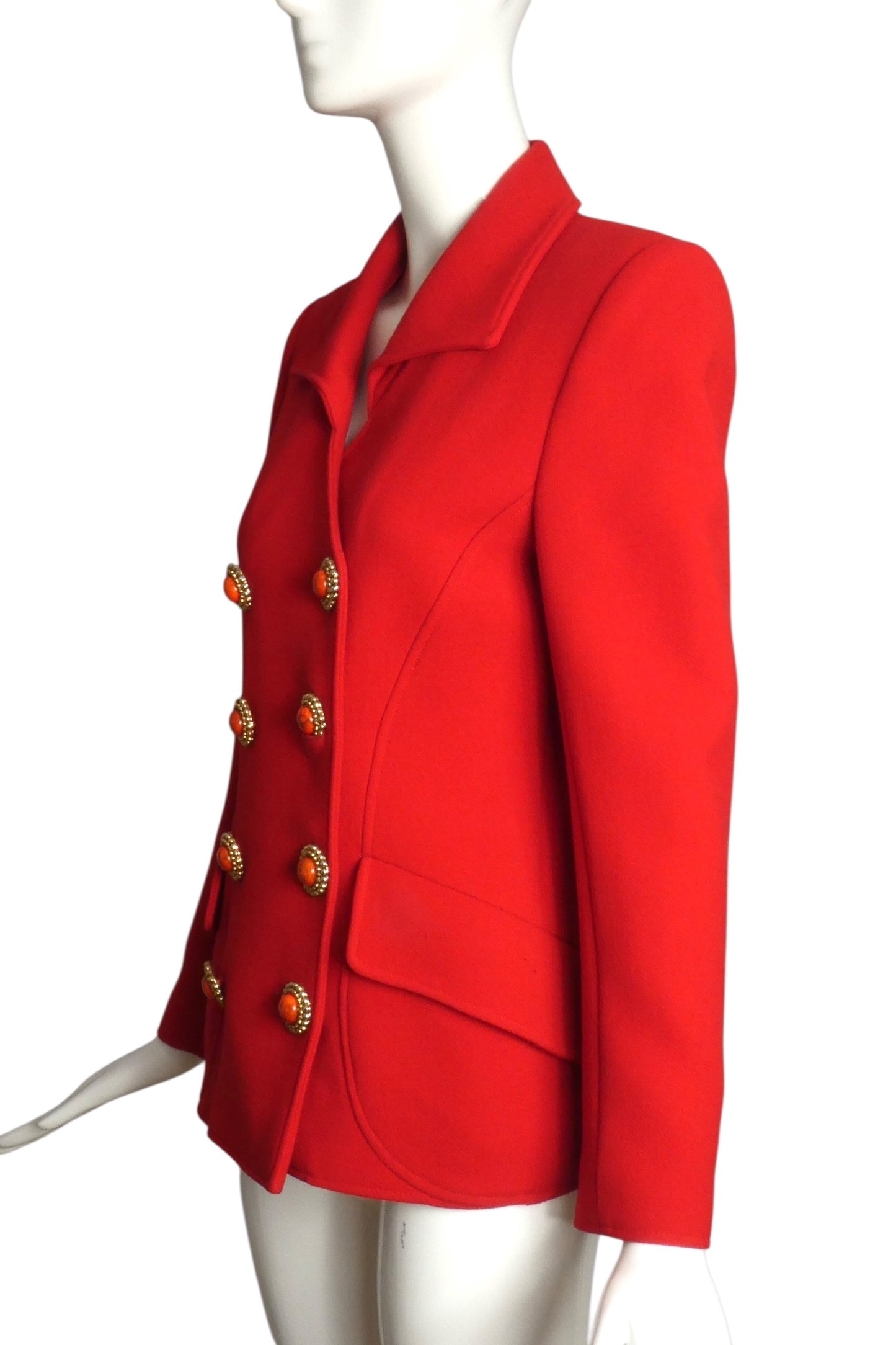 VALENTINO- 1980s Red Knit Blazer, Size 4