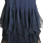 VALENTINO- 1995 Navy Organza One Shoulder Dress, Size 8