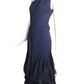 VALENTINO- 1995 Navy Organza One Shoulder Dress, Size 8