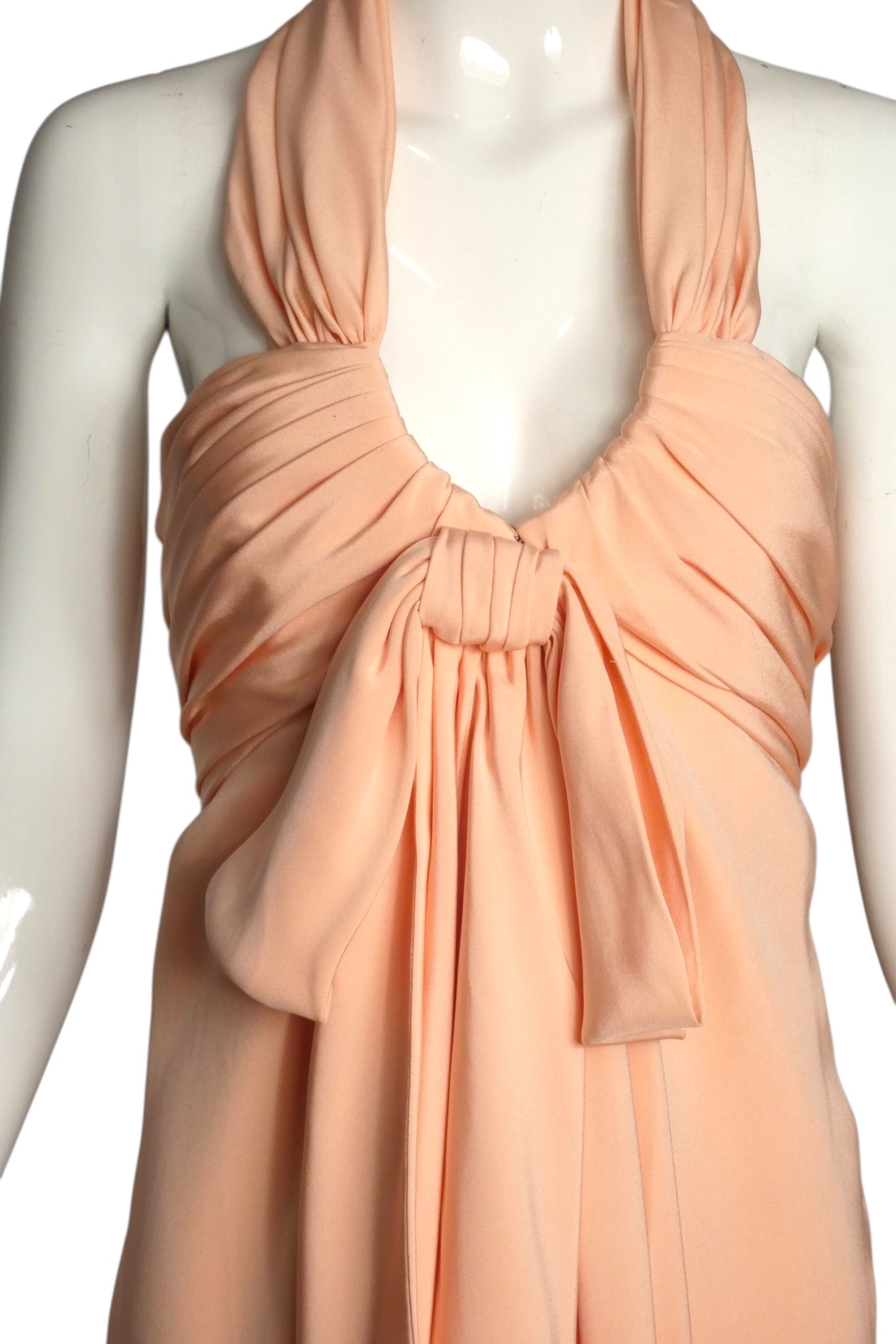 JACQUELINE DE RIBES- 1985 Pink Silk Knit Halter Gown, Size 6