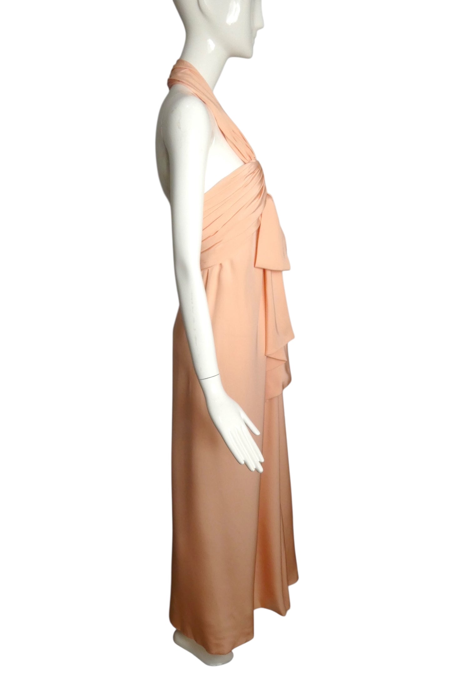 JACQUELINE DE RIBES- 1985 Pink Silk Knit Halter Gown, Size 6