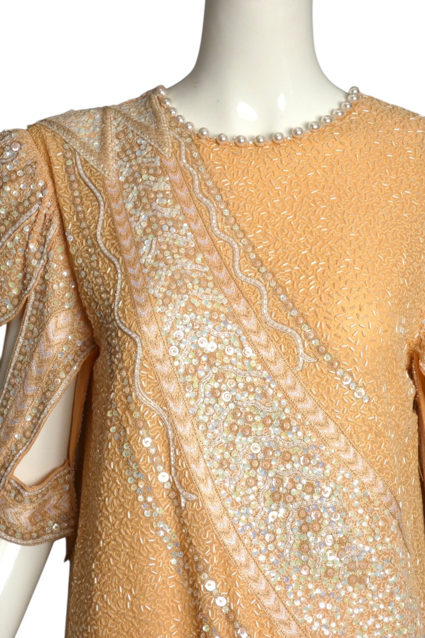 ZANDRA RHODES- 1980s Beaded Silk Dress, Size 8