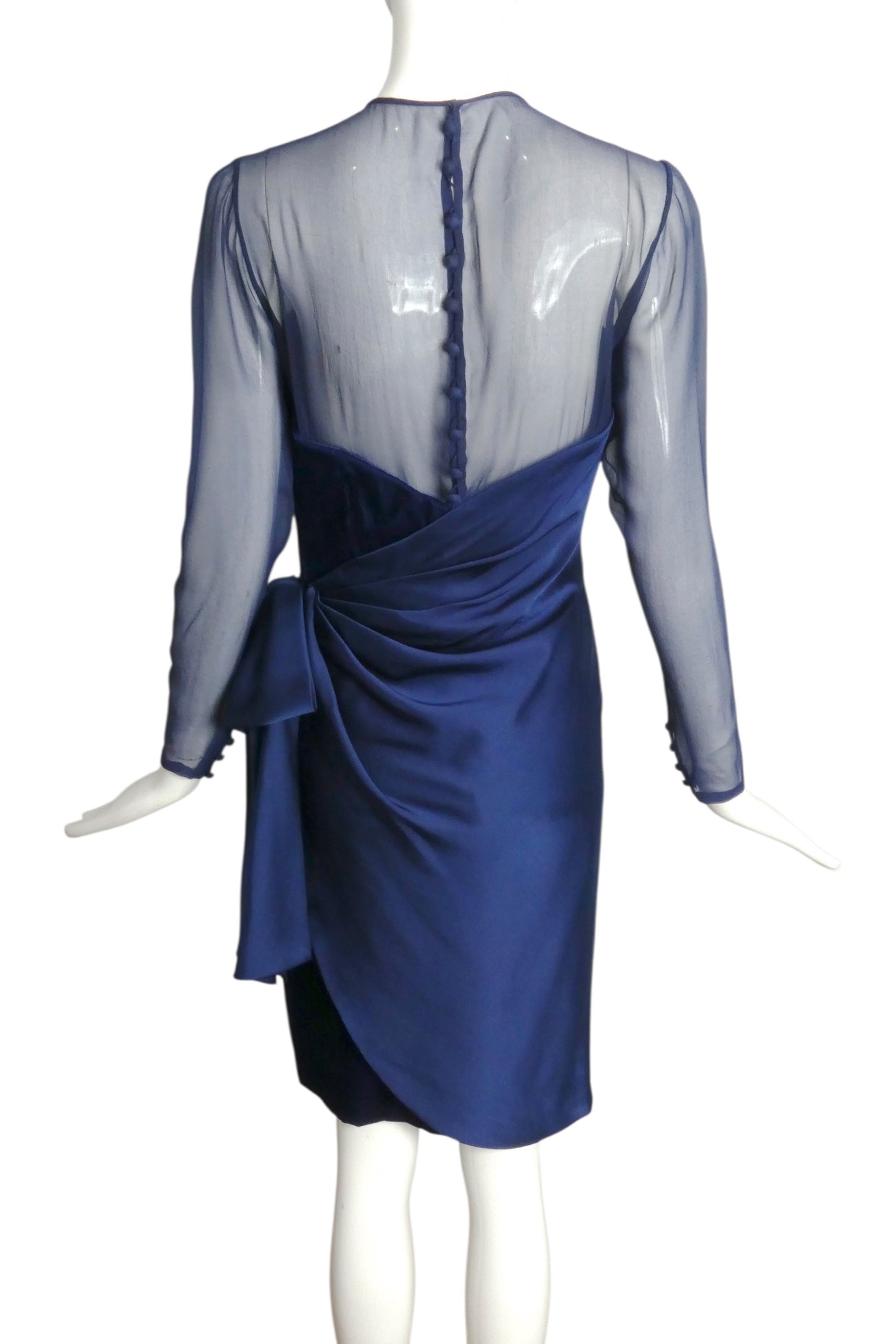 JEAN-LOUIS SCHERRER HAUTE COUTURE- 1988 Velvet, Silk & Chiffon Dress, Size 8