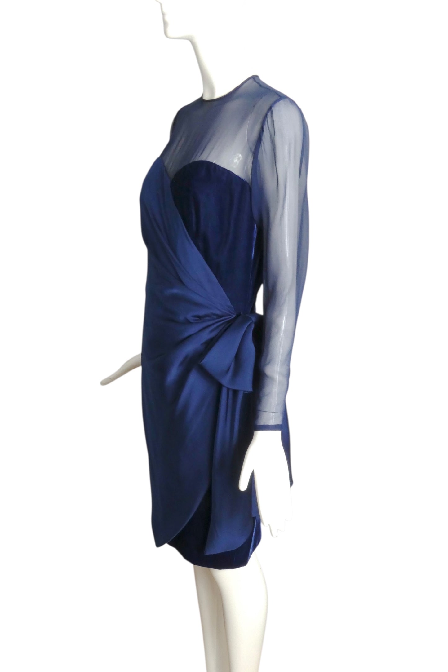 JEAN-LOUIS SCHERRER HAUTE COUTURE- 1988 Velvet, Silk & Chiffon Dress, Size 8