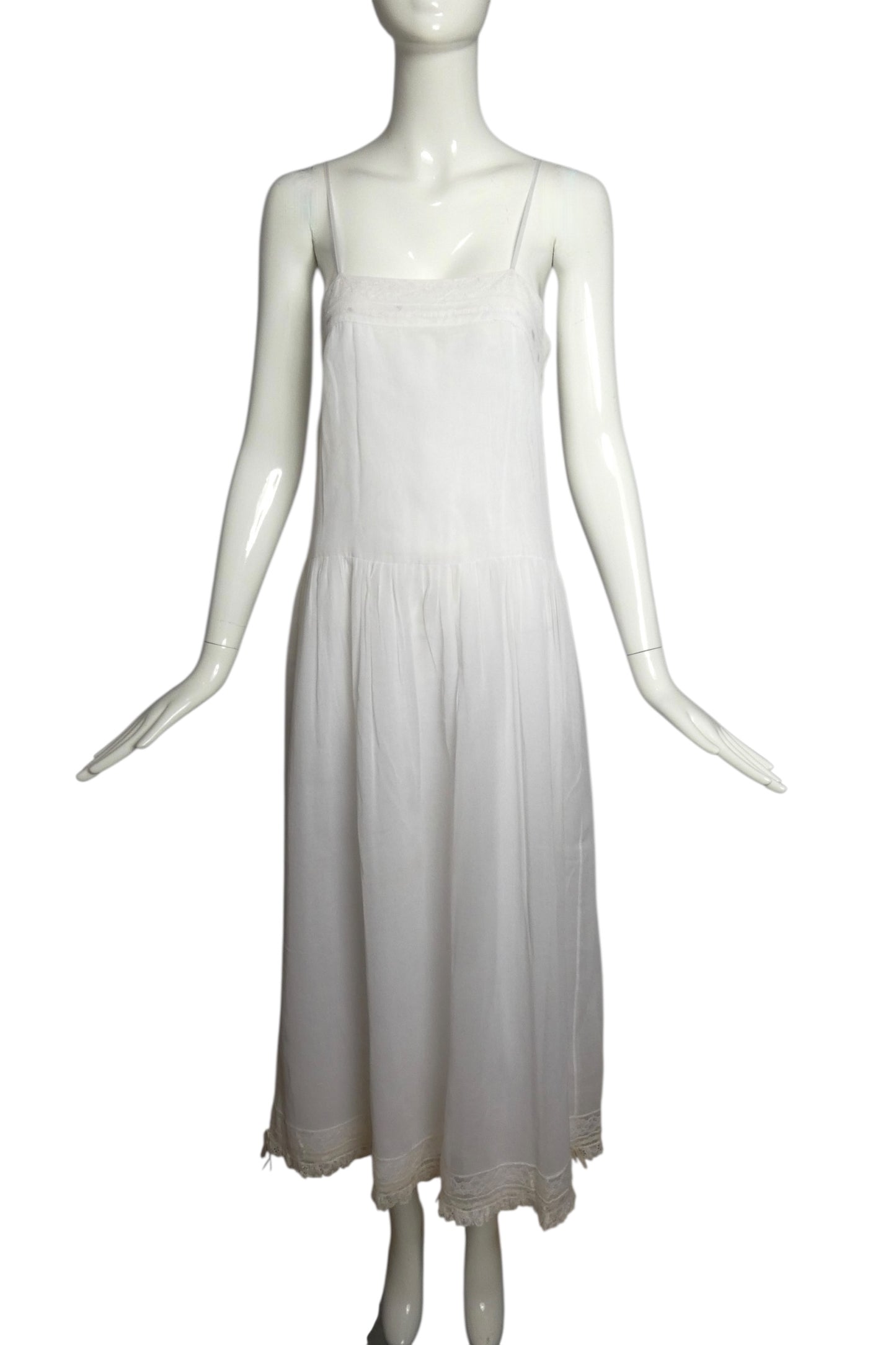 GINA FRATINI- 1980s White Cotton Tiered Dress, Size 4