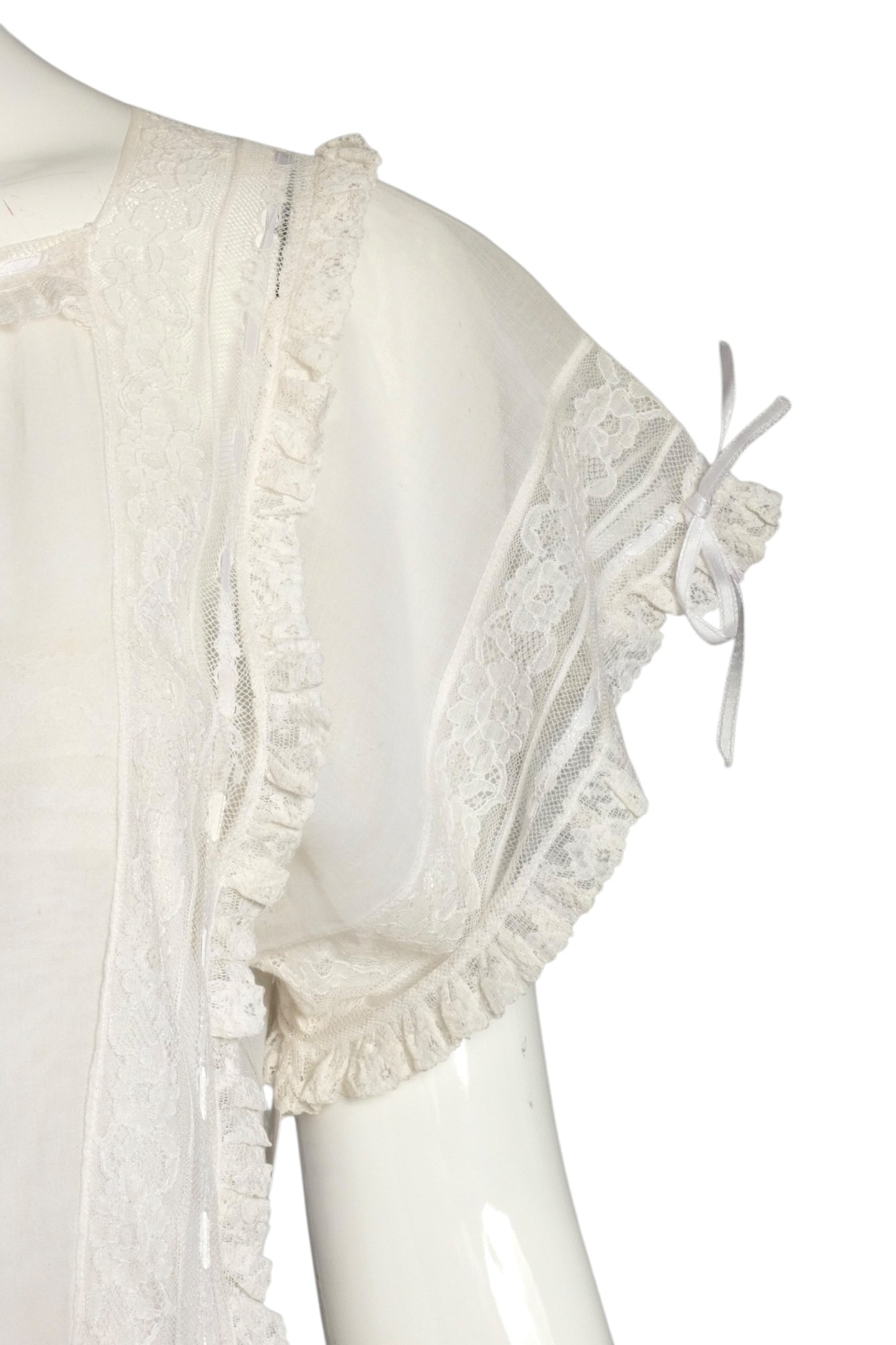 GINA FRATINI- 1980s White Cotton Tiered Dress, Size 4