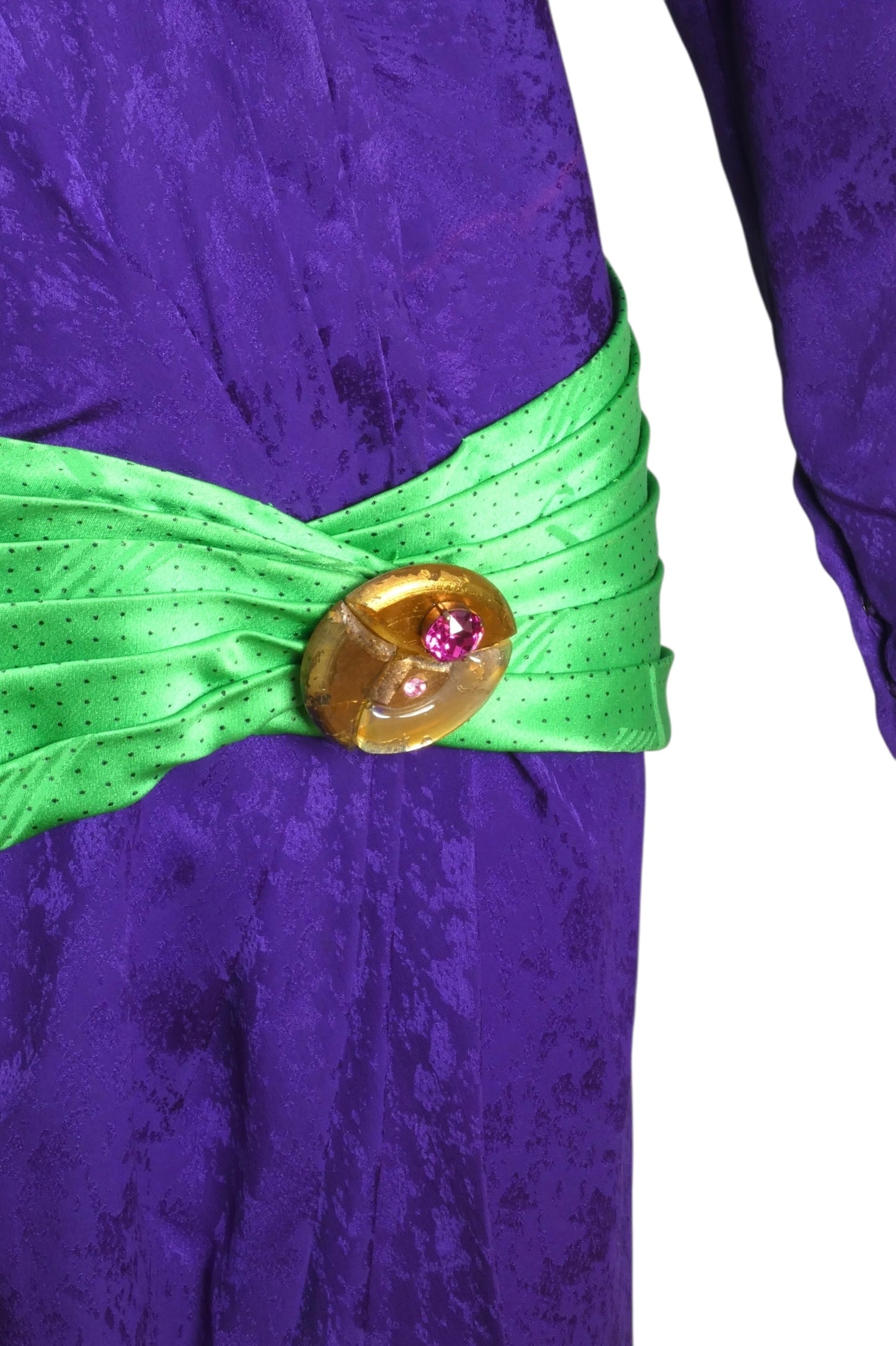 EMANUEL UNGARO HAUTE COUTURE- 1985 Silk Jacquard Drop Waist Dress, Size 6