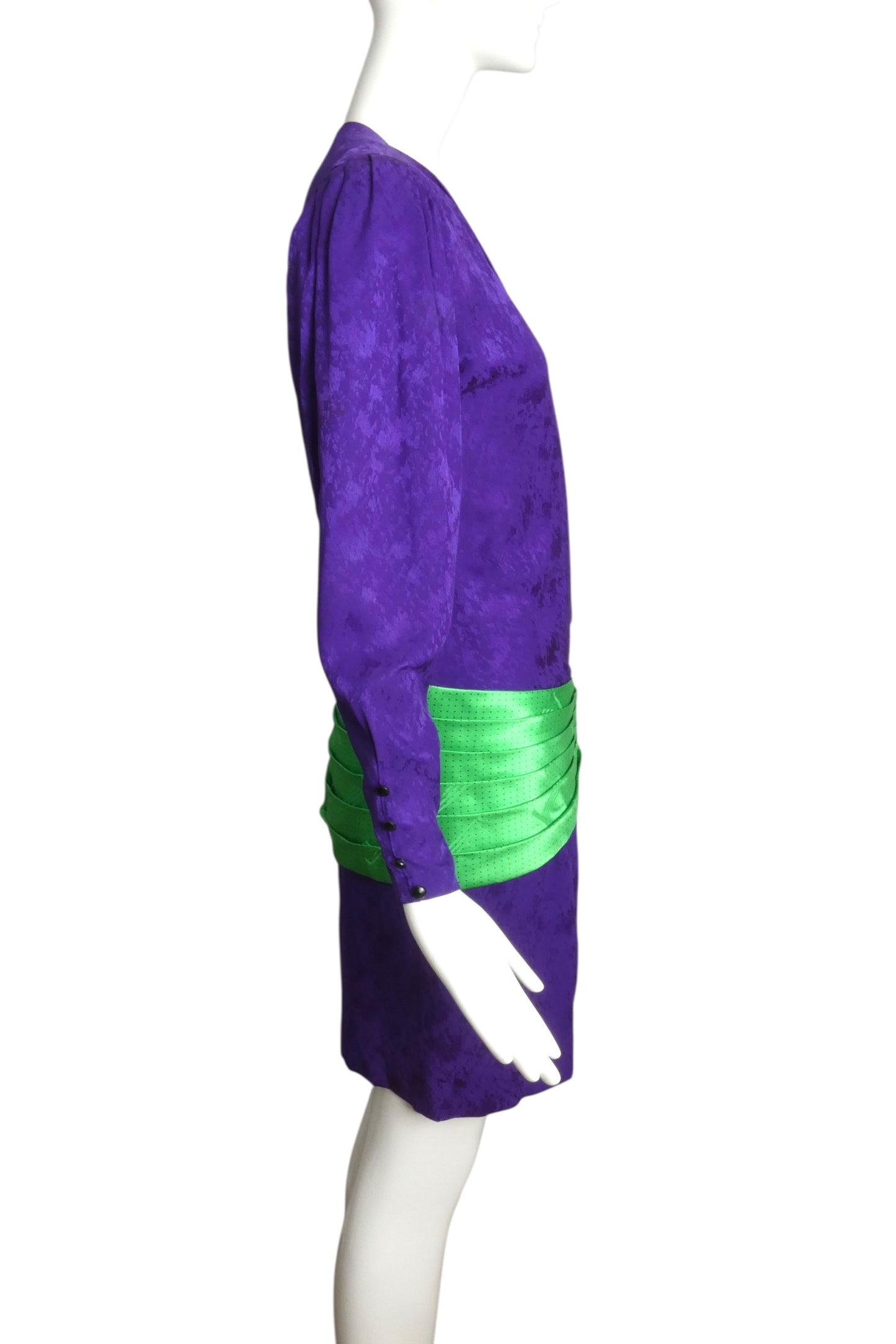 EMANUEL UNGARO HAUTE COUTURE- 1985 Silk Jacquard Drop Waist Dress, Size 6